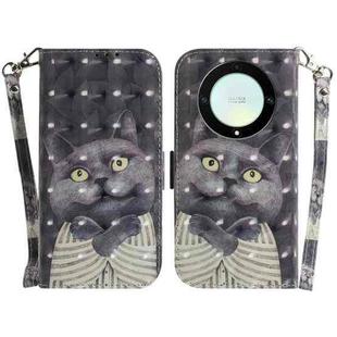 For Honor X9a 3D Colored Horizontal Flip Leather Phone Case(Hug Cat)