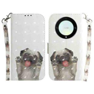 For Honor X9a 3D Colored Horizontal Flip Leather Phone Case(Pug)