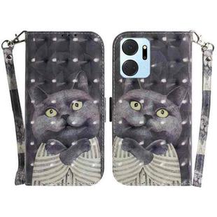 For Honor X7A 3D Colored Horizontal Flip Leather Phone Case(Hug Cat)
