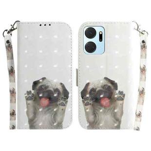 For Honor X7A 3D Colored Horizontal Flip Leather Phone Case(Pug)