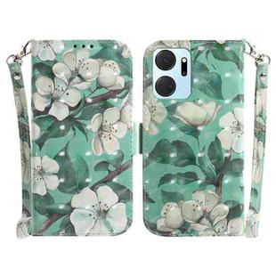 For Honor X7A 3D Colored Horizontal Flip Leather Phone Case(Watercolor Flower)