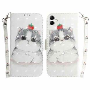 For Samsung Galaxy A04e / F04 / M04 3D Colored Horizontal Flip Leather Phone Case(Cute Cat)