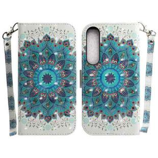 For Sony Xperia 1 IV 2023 3D Colored Horizontal Flip Leather Phone Case(Peacock Wreath)
