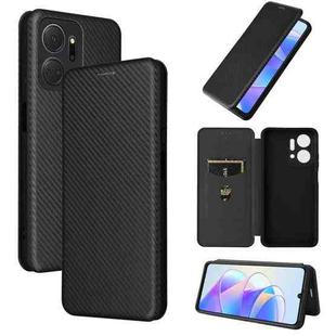 For Honor X7a Carbon Fiber Texture Flip Leather Phone Case(Black)