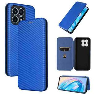 For Honor X8a Carbon Fiber Texture Flip Leather Phone Case(Blue)