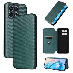 For Honor X8a Carbon Fiber Texture Flip Leather Phone Case(Green)