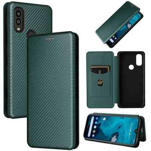 For Kyocera Android One S10 Carbon Fiber Texture Flip Leather Phone Case(Green)