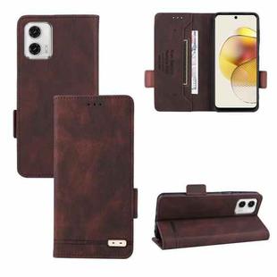 For Motorola Moto G73 Magnetic Clasp Flip Leather Phone Case(Brown)