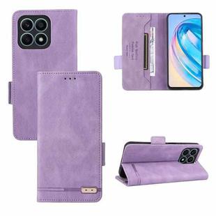 For Honor X8a Magnetic Clasp Flip Leather Phone Case(Purple)