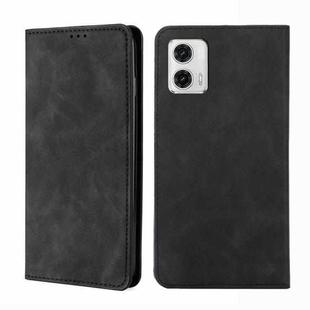 For Motorola Moto G73 5G Skin Feel Magnetic Horizontal Flip Leather Phone Case(Black)