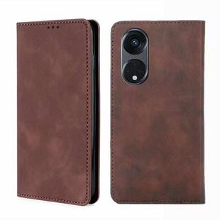 For OPPO Reno8 T 5G/A1 Pro 5G Skin Feel Magnetic Horizontal Flip Leather Phone Case(Dark Brown)