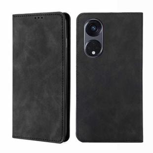 For OPPO Reno8 T 5G/A1 Pro 5G Skin Feel Magnetic Horizontal Flip Leather Phone Case(Black)