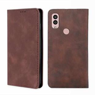 For Kyocera Android One S10 Skin Feel Magnetic Horizontal Flip Leather Phone Case(Dark Brown)
