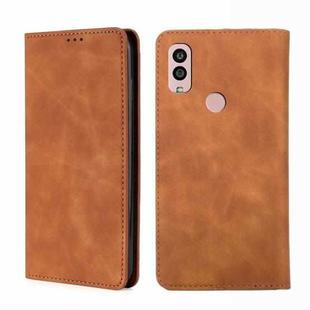 For Kyocera Android One S10 Skin Feel Magnetic Horizontal Flip Leather Phone Case(Light Brown)