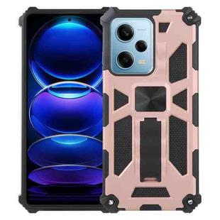 For Xiaomi Redmi Note 12 Pro 5G Shockproof TPU + PC Magnetic Phone Case with Holder(Rose Gold)
