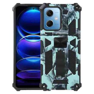 For Xiaomi Redmi Note 12 Camouflage Armor Kickstand TPU + PC Magnetic Phone Case(Mint Green)