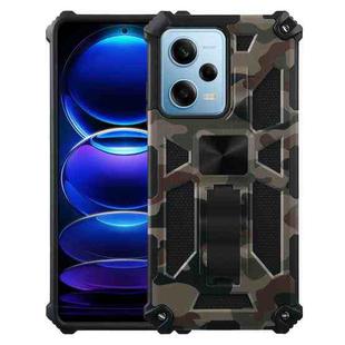 For Xiaomi Redmi Note 12 Pro 5G Camouflage Armor Kickstand TPU + PC Magnetic Phone Case(Army Green)