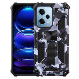 For Xiaomi Redmi Note 12 Pro 5G Camouflage Armor Kickstand TPU + PC Magnetic Phone Case(Grey)