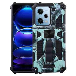 For Xiaomi Redmi Note 12 Pro 5G Camouflage Armor Kickstand TPU + PC Magnetic Phone Case(Mint Green)