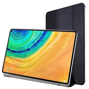 For Huawei Matepad 10.4 TPU Silk Texture Three-fold Horizontal Flip Leather Case with Holder(Black)