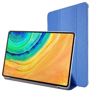 For Huawei Matepad 10.4 TPU Silk Texture Three-fold Horizontal Flip Leather Case with Holder(Blue)