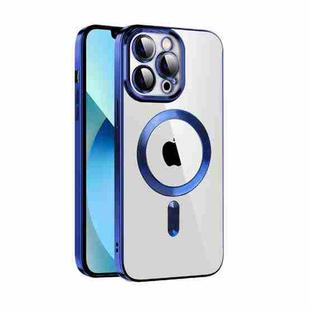 For iPhone 13 CD Texture Plating TPU MagSafe Phone Case with Lens Film(Royal Blue)