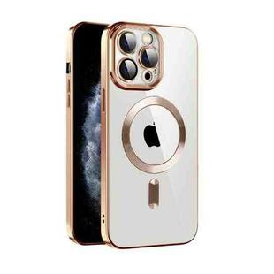 For iPhone 11 CD Texture Plating TPU MagSafe Phone Case with Lens Film(Brown)