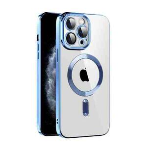 For iPhone 11 Pro Max CD Texture Plating TPU MagSafe Phone Case with Lens Film(Sierra Blue)
