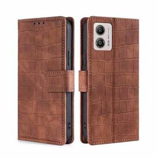 For Motorola Moto G53 5G/G13 4G/G23 4G Skin Feel Crocodile Magnetic Clasp Leather Phone Case(Brown)