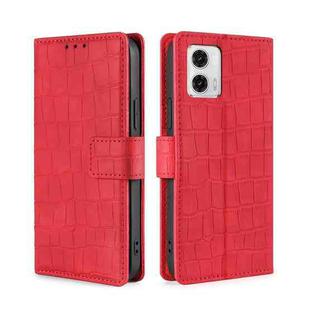 For Motorola Moto G73 5G Skin Feel Crocodile Magnetic Clasp Leather Phone Case(Red)