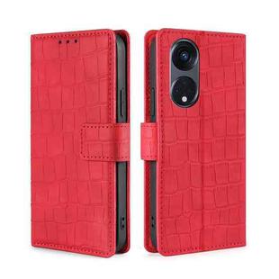 For OPPO Reno8 T 5G/A1 Pro 5G Skin Feel Crocodile Magnetic Clasp Leather Phone Case(Red)