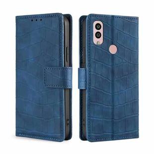 For Kyocera Android One S10 Skin Feel Crocodile Magnetic Clasp Leather Phone Case(Blue)