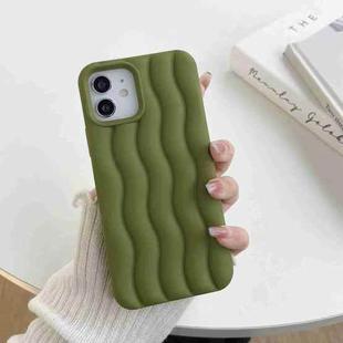 For iPhone 14 Skin Feel 3D Water Wave Texture Phone Case(Olive Green)
