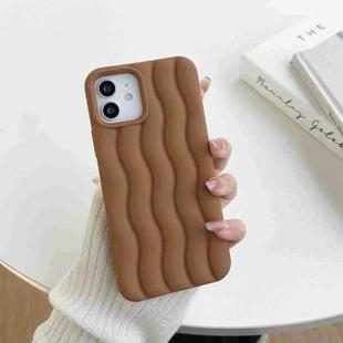 For iPhone 14 Plus Skin Feel 3D Water Wave Texture Phone Case(Brown)