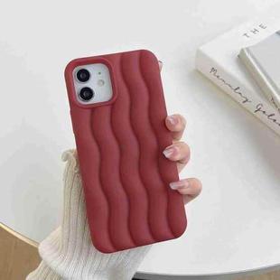 For iPhone 14 Plus Skin Feel 3D Water Wave Texture Phone Case(Wine Red)