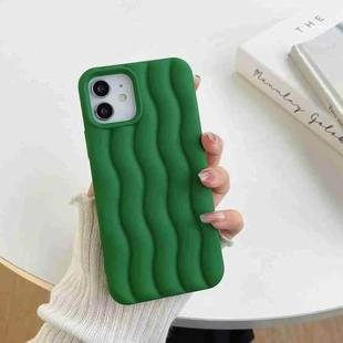 For iPhone 12 / 12 Pro Skin Feel 3D Water Wave Texture Phone Case(Dark Green)