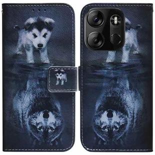 For Tecno Spark Go 2023 / Pop 7 Pro Coloured Drawing Flip Leather Phone Case(Wolf and Dog)