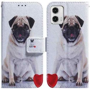 For Motorola Moto G73 Coloured Drawing Flip Leather Phone Case(Pug)