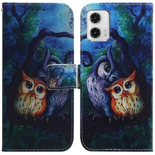 For Motorola Moto G73 Coloured Drawing Flip Leather Phone Case(Oil Painting Owl)