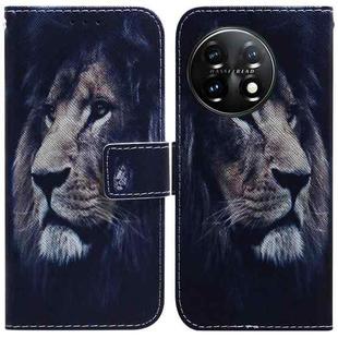 For OnePlus 11 Coloured Drawing Flip Leather Phone Case(Lion)