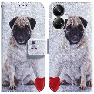 For Realme 10 Pro+ Coloured Drawing Flip Leather Phone Case(Pug)