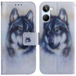For Realme 10 4G Coloured Drawing Flip Leather Phone Case(White Wolf)
