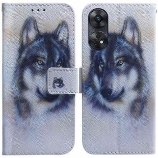 For OPPO Reno8 T 4G Coloured Drawing Flip Leather Phone Case(White Wolf)