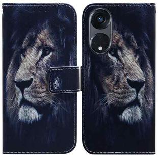 For OPPO Reno8 T 5G / A1 Pro 5G Coloured Drawing Flip Leather Phone Case(Lion)