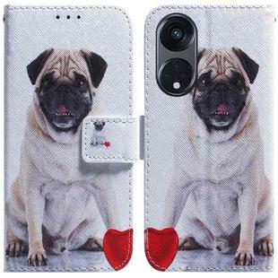 For OPPO Reno8 T 5G / A1 Pro 5G Coloured Drawing Flip Leather Phone Case(Pug)