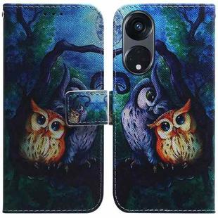 For OPPO Reno8 T 5G / A1 Pro 5G Coloured Drawing Flip Leather Phone Case(Oil Painting Owl)