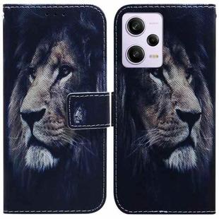 For Xiaomi Redmi Note 12 Pro 5G Coloured Drawing Flip Leather Phone Case(Lion)