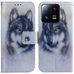 For Xiaomi 13 Pro 5G Coloured Drawing Flip Leather Phone Case(White Wolf)