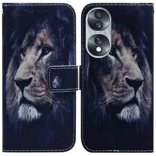 For Honor 70 Coloured Drawing Flip Leather Phone Case(Lion)