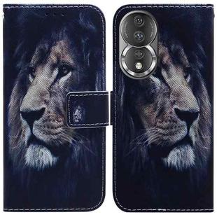 For Honor 80 Coloured Drawing Flip Leather Phone Case(Lion)